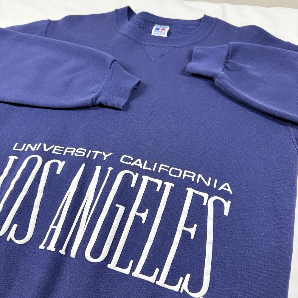 Vintage Russell Athletic UCLA Spell Out Crewneck Sweatshirt Size M USA 90s Navy - Picture 8 of 13